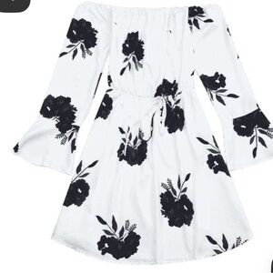 Floral Black and White Women Dress